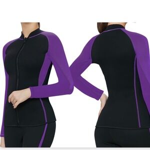 Unbranded Neoprene Wetsuit Jacket Purple Black Full Zip Long Sleeve Surf Top